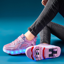  Flash Shoes Four Stealth Children Wheels Skating Shoes With Lamp Walkable Deformation Shoes Boy Wheels Shoes Girl Wheels Shoes Girl