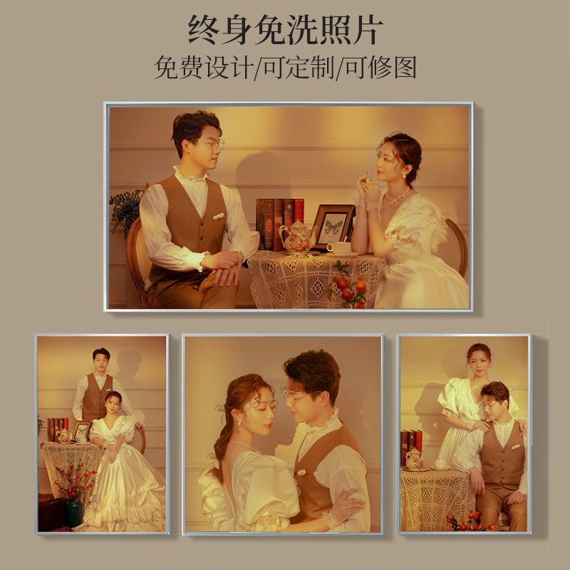 婚纱照相框挂墙全家福定制洗照片大相框加打印照片摆台床头结婚照