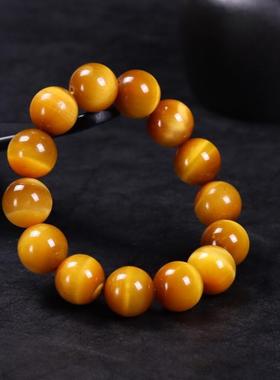 天然金虎眼石手链 南非金黄色虎睛石木变石猫眼石水晶手串饰品