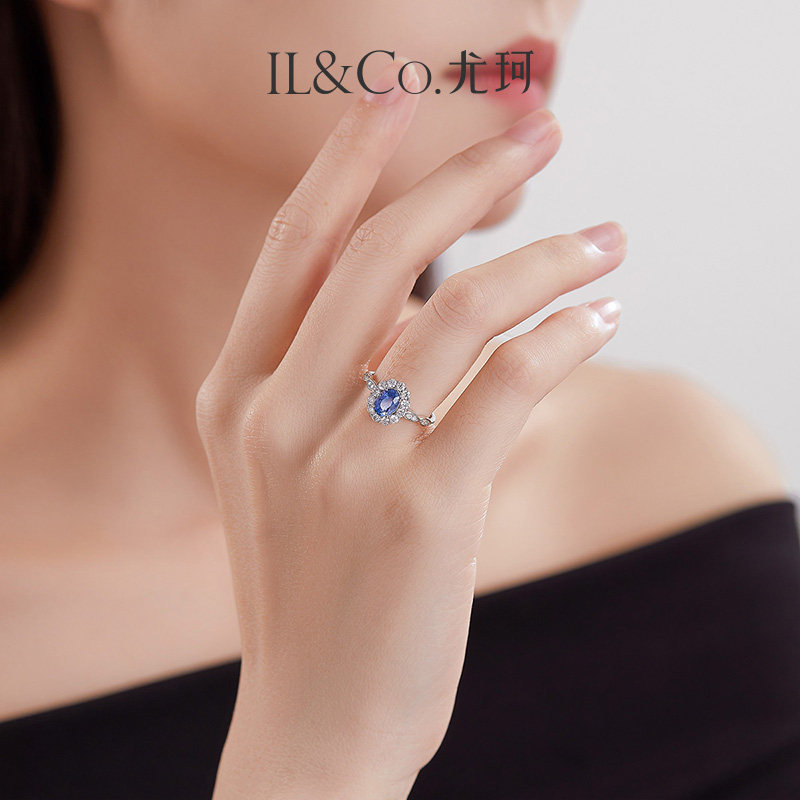 ILCO Youke Luxurious Flower 18k Gold Natural Sapphire Ring Real Diamond Inlaid Ruby Ring for Women