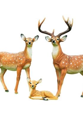 梅花鹿模型工艺品玻璃钢雕塑室外草坪仿真麋鹿花园林景观装饰摆件