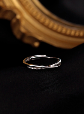 srrmhyn磨砂线条戒指女ins冷淡风