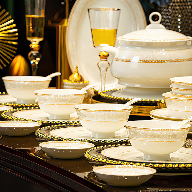 碗家用2026新款高颜值陶瓷碗盘景德镇轻奢骨瓷餐具套装饭碗碟乔迁