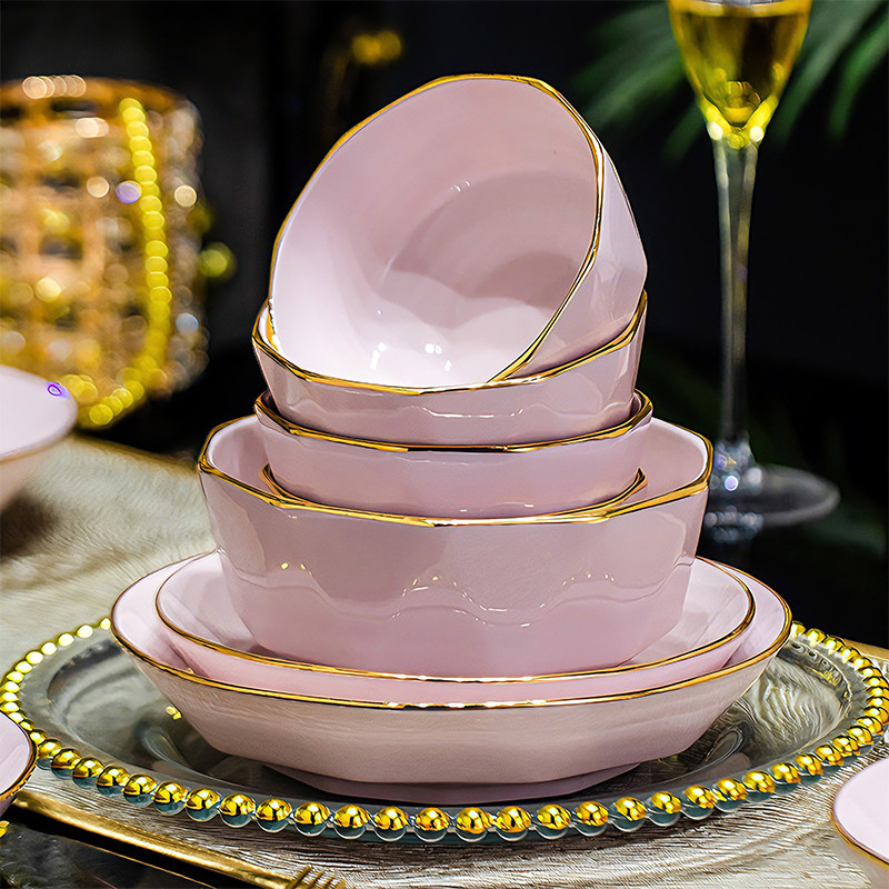 釉下彩碗碟套装家用2026新款高颜值景德镇轻奢陶瓷餐具饭碗盘乔迁