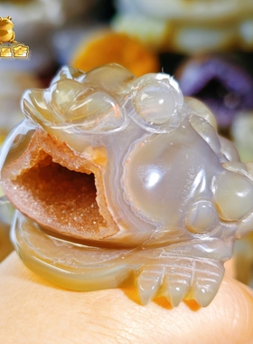 灵蟾晶舍｜财门旺旺｜天然玛瑙水晶红嘴金蟾摆件招财聚财发财装饰