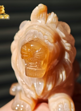 灵蟾晶舍｜狮业腾飞｜天然玛瑙狮子摆件招财聚财助提升进步108