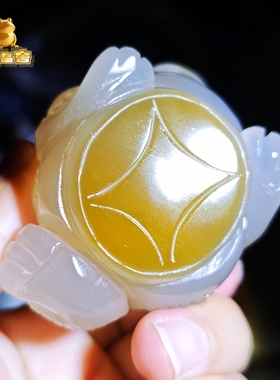上新福利 头顶一个币全球我最富 招财金蟾摆件玛瑙雕刻件