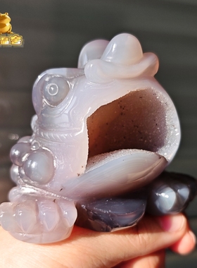 灵蟾晶舍｜财运开关｜天然玛瑙砂糖水晶金蟾摆件招财聚财装饰23
