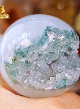 灵蟾晶舍｜天然玛瑙绿水晶球开口笑招财聚财发财摆件手把件装饰