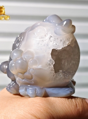 灵蟾晶舍｜招财小钻风｜天然玛瑙骨干水晶金蟾摆件聚财引贵装饰8