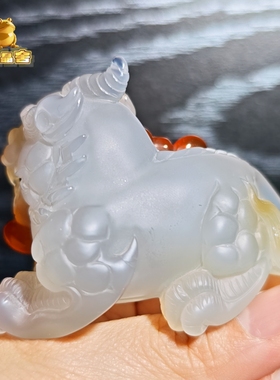 灵蟾晶舍｜纳财聚宝｜天然玛瑙俏色巧雕貔貅招财聚财手把件200