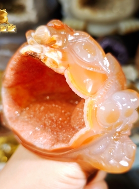 灵蟾晶舍Ｉ财气纵横Ｉ天然玛瑙水晶金蟾风水摆件招财聚财发财装饰