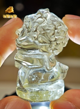 灵蟾晶舍Ｉ天然黄水晶吞金兽招财聚财发财摆件手把件雕刻件