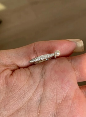 爆闪镶钻仿珍珠戒指女日常指环戒