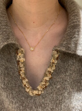 爆闪镶钻爱心项链女细链锁骨链