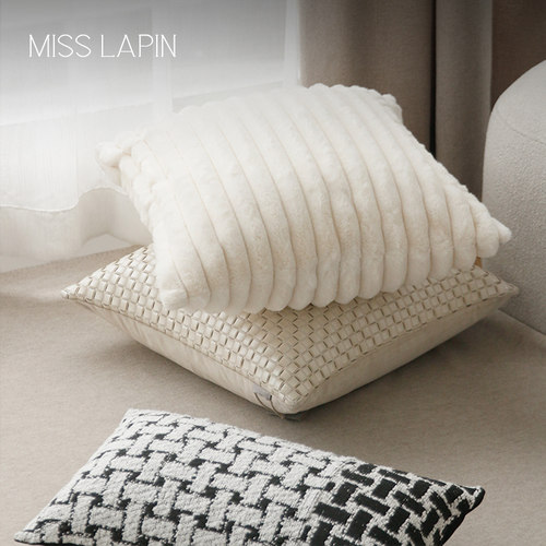 澜品 CocoCushion简约艺术黑白纯粹抱枕几何沙发客厅皮革靠垫枕套 - 图3