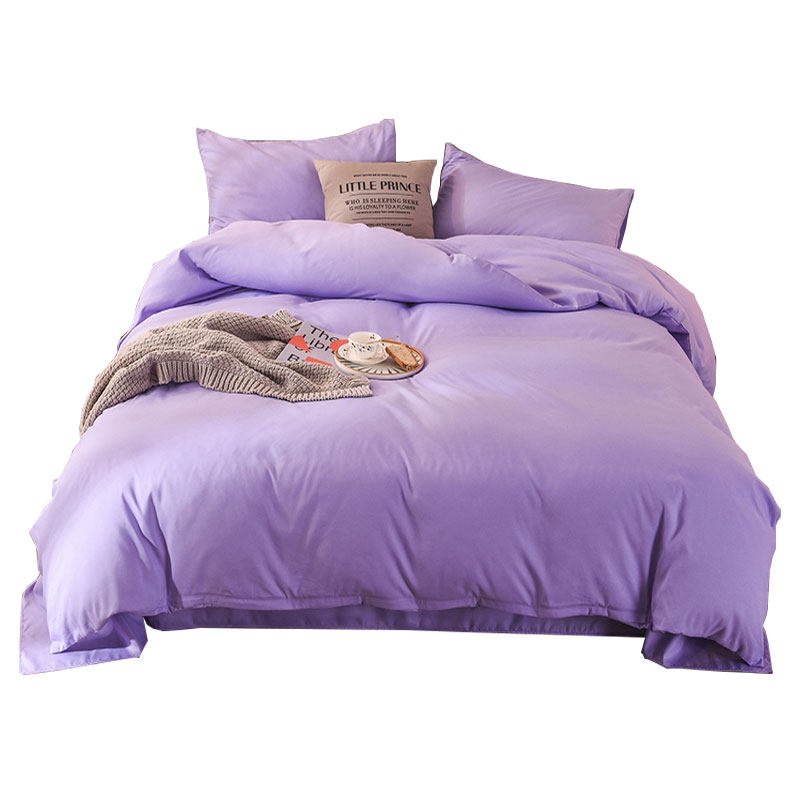 紫色四件套简约北欧现代学生床上3三件套小香风床单床笠款纯色ab,淘宝优惠券,粉丝福利购,淘宝优惠卷