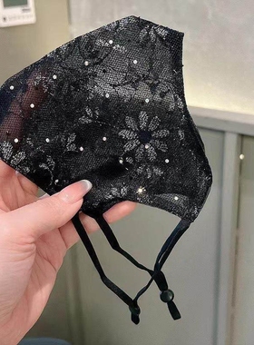 黑色网红个性面纱女夏季新