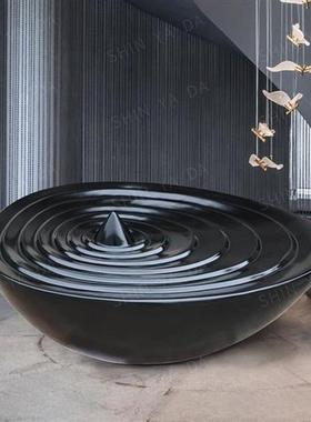 创意玻璃钢水滴摆件酒店大堂山泉水景雕塑售楼部玄关流水喷泉生财