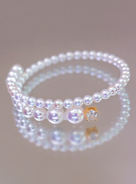人造极光海水珍珠手链可调节手圈