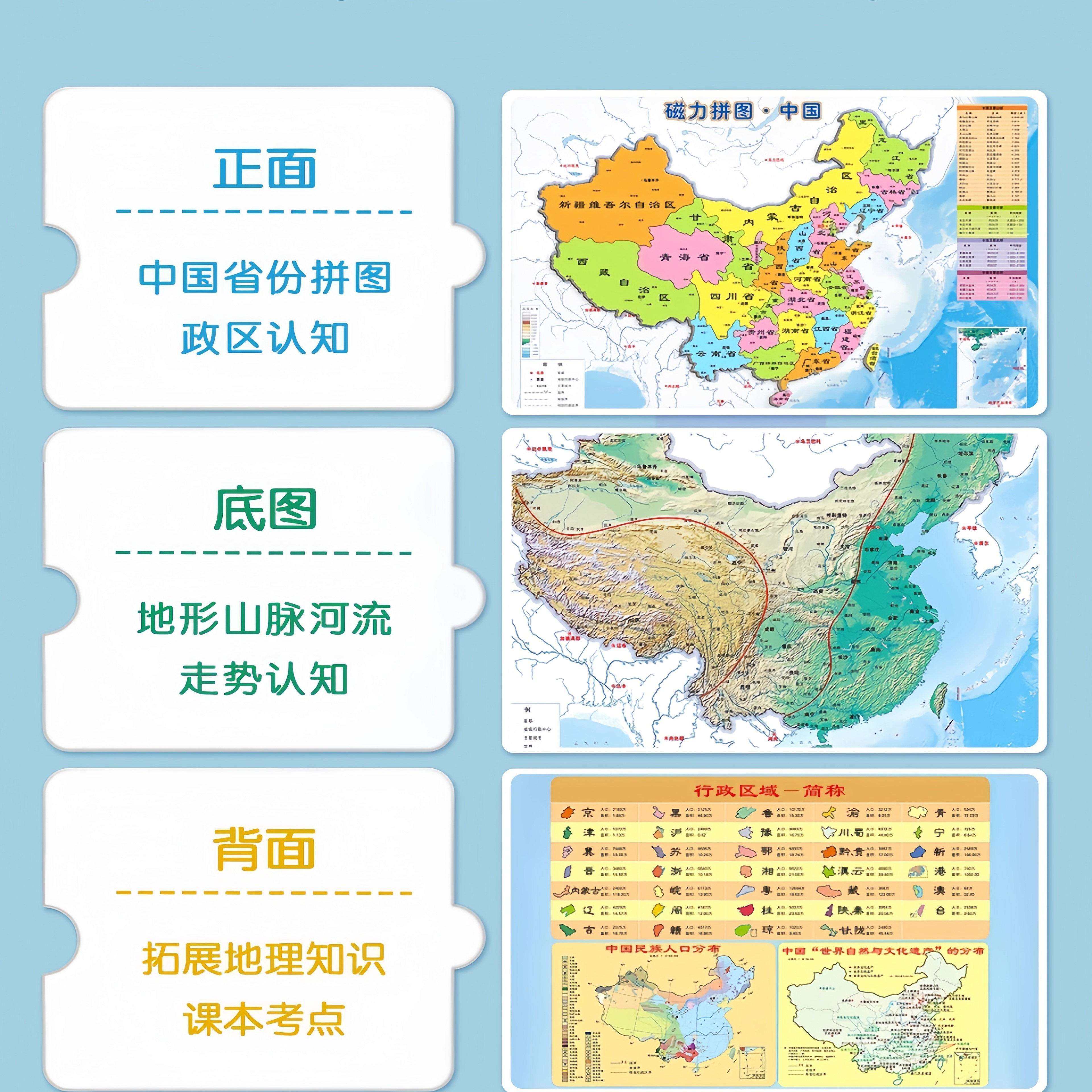 中国地图世界磁力拼图儿童2025新版益智6岁以上初中生专用10玩具q,淘宝优惠券,粉丝福利购,淘宝优惠卷