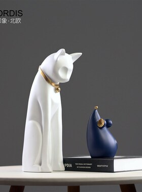 北欧现代猫和老鼠创意摆r件客厅电视柜酒柜家居软装饰品工艺品摆