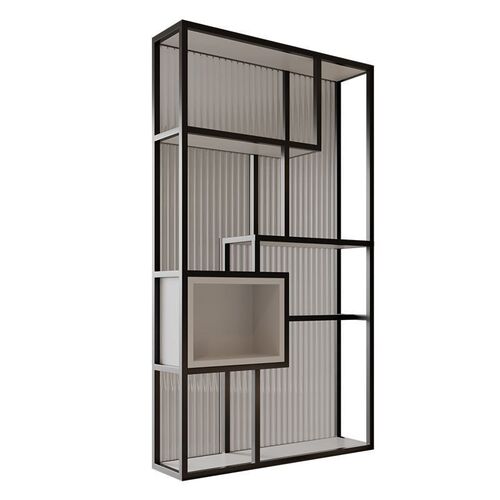 磕r轻奢开放式屏风洗手间半墙隔断屏风现代简约铁艺置物架洗漱台 - 图1