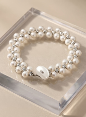 双层珍珠手链女气质小众设计感