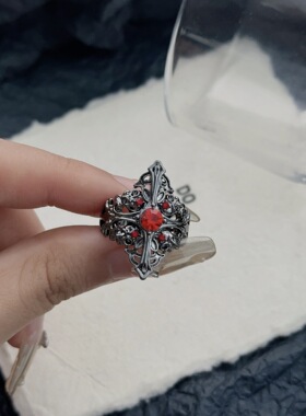 黑色十字架戒指女复古食指戒子男