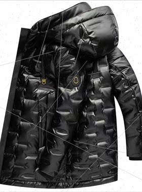 Men glossy down jacket waterproanti-oil stains stand-up coll
