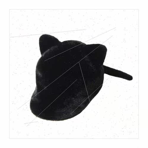 New imation mink hair hat female cat ears baseball cap fall - 图3