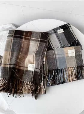 Autumn winter plaid scarf women imation cashmere scarf simpl