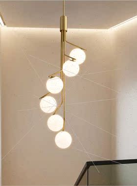 American staircase long chandelier antique Scandinavian loft