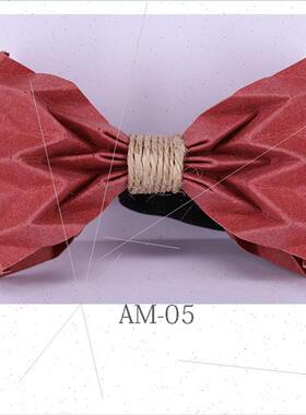 Handmade Folding Origami Bow Tie Washed Kraft Men Business S