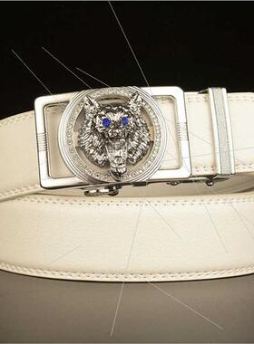Fashion wolf head diamond automatic buckle belt men double-s