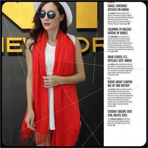 Chinese red imation cashmere annual gift printing logo embro - 图2