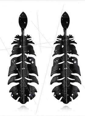 Creative personaly fun baking paint earrings feather earring