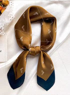 2021 Retro pony head fashion  small silk scarf female hair b