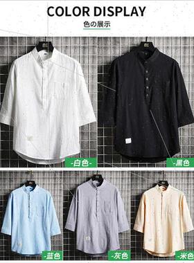 Summer men cotton linen short-sleeved T-shirt 2022 new loose