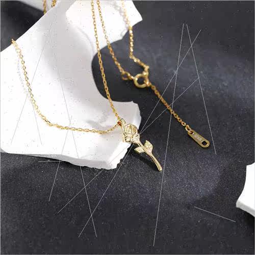 S925 silver Korea simple retro rose necklace gold cold wind - 图2