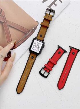 适用Apple  leather studded watch bapple watch8/7/SE/6/5/4/32
