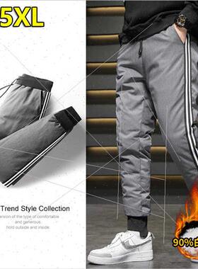 90 whe duck down pants winter men striped leisure outside th