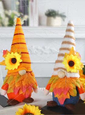 Harvest Festival maple leaf doll sunflower Rudolph faceless