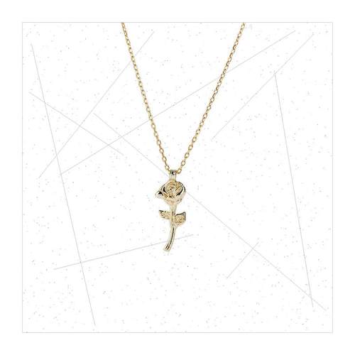 S925 silver Korea simple retro rose necklace gold cold wind - 图3