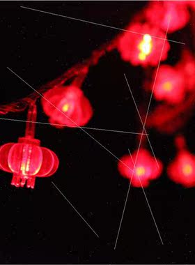 led red lanterns string lights New Year festival decoration