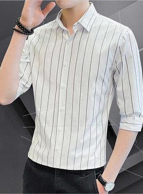 2022 new striped shirt men long-sleeved seven shirt jacket s