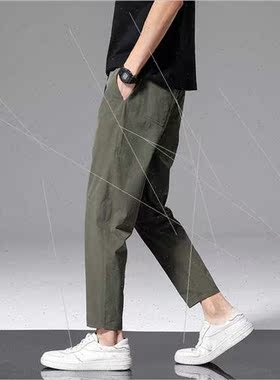 HK ice silk casual pants men summer  breathable quick-drying