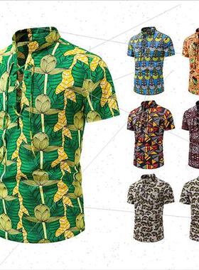 Men Short Sleeve Shirt nen Cotton Button Beach Yoga Casual S