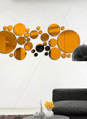 Mirror mirror wall stickers circle mirror Korean fashion 3d