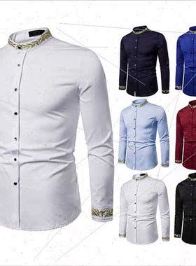2022 new men fashion embroidered shirt floral embroidery hen